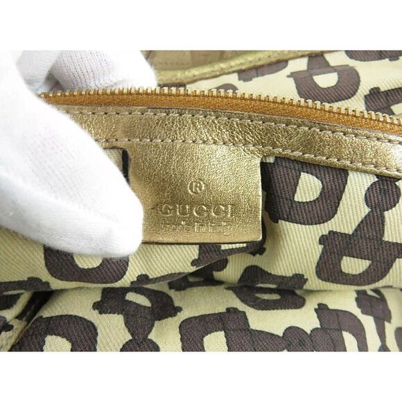 Auth GUCCI Brown GG Canvas and Gold Leather Sherry Line Tote Bag Purse #56244​ - Picture 11 of 14